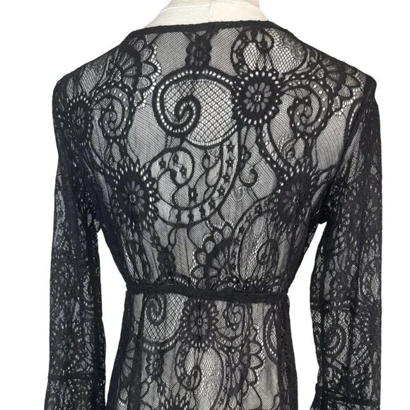 NEW Boho Gypsy Medium Beach Goddess Swim Cover Up Black - Picture 8 of 11